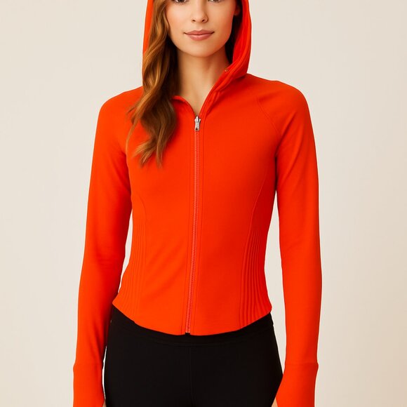 FP Movement Free People Flame Red Zip-Up Hoodie Jacket – Women's XS NWT - Picture 1 of 9